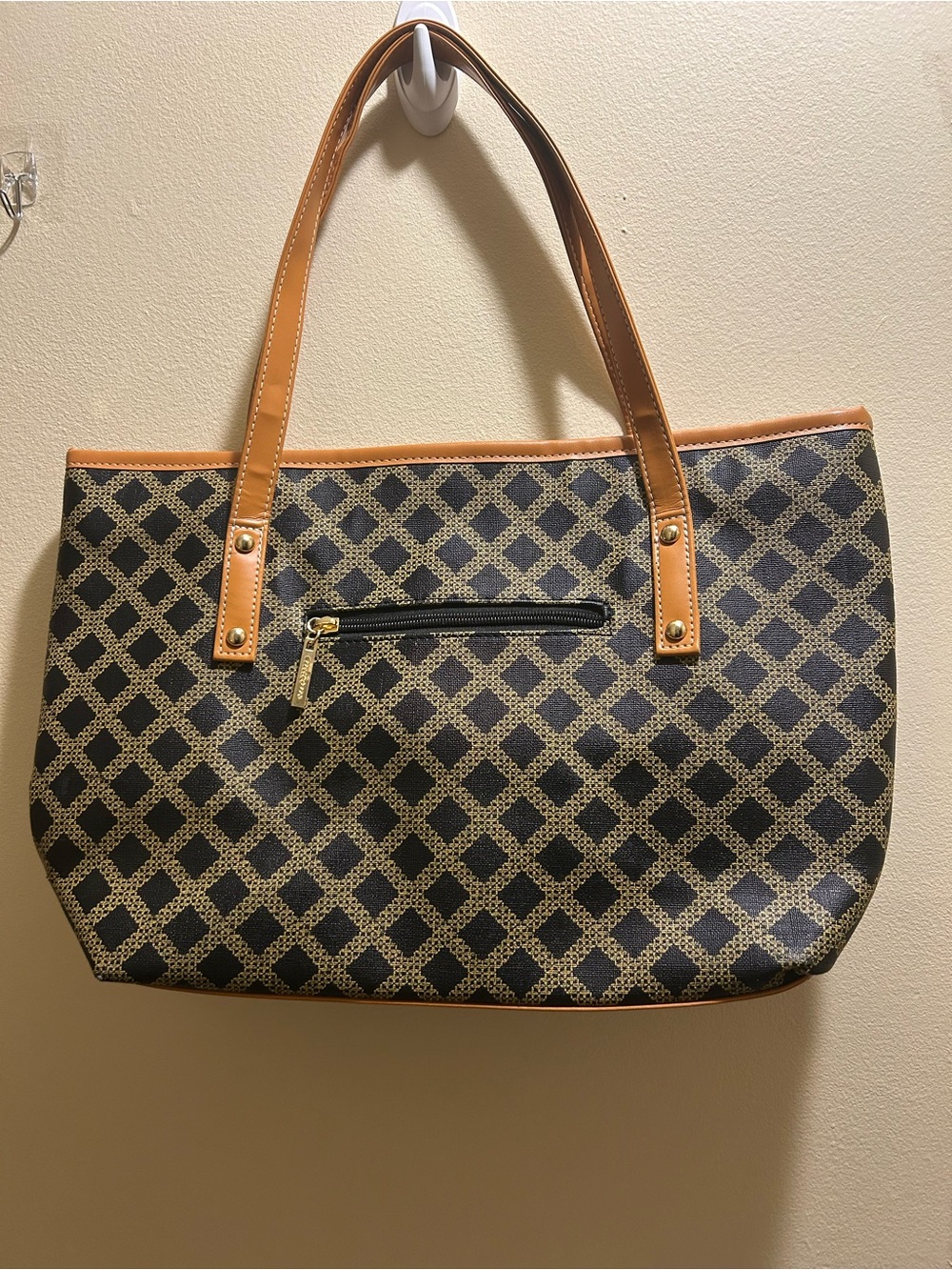Classic Black & Tan Patterned Tote Bag